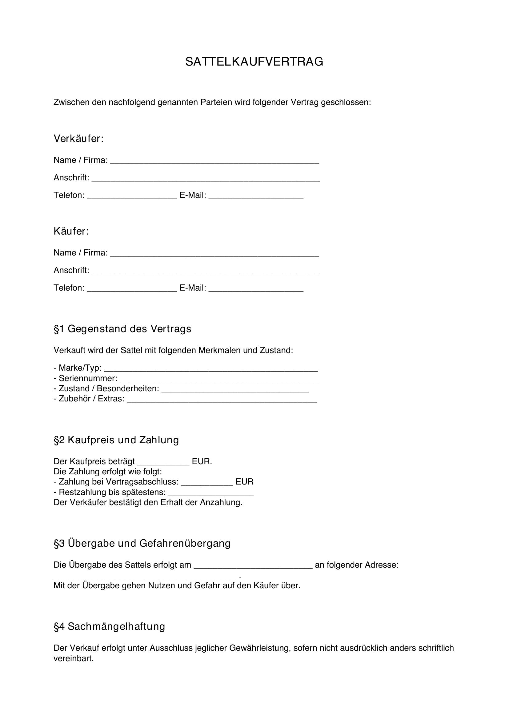 Sattelkaufvertrag